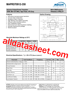 MAPRST0912-350 Datasheet PDF - M/A-COM Technology Solutions, Inc.