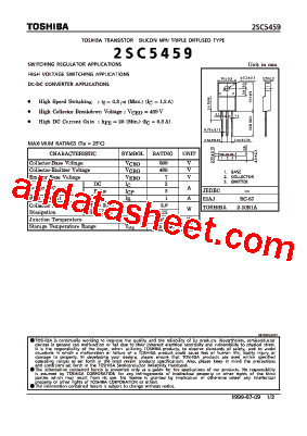 2SC5459 Datasheet PDF - Toshiba Semiconductor