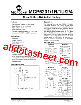 MCP6231 Datasheet PDF - Microchip Technology