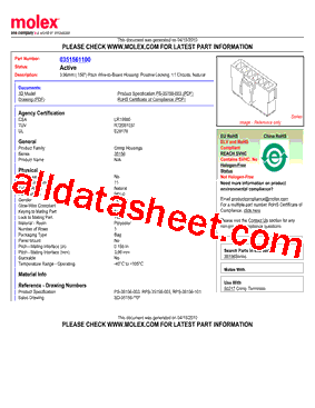 0351561100 Datasheet PDF - Molex Electronics Ltd.