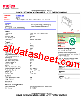 0510521100 Datasheet PDF - Molex Electronics Ltd.