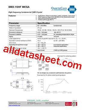 SMX-1SHFMESA Datasheet PDF - QUARTZCOM the communications company
