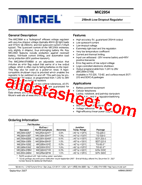 MIC2954 Datasheet PDF - Micrel Semiconductor