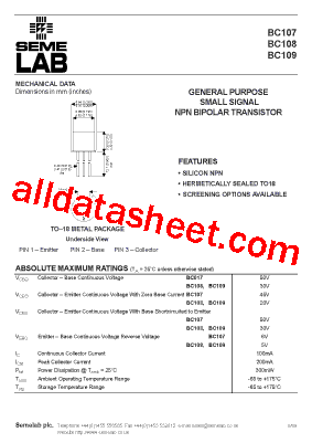 BC107 Datasheet PDF - Seme LAB