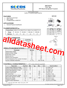 2SC4177 Datasheet PDF - SeCoS Halbleitertechnologie GmbH