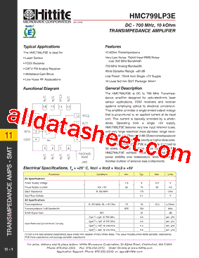 HMC799LP3E Datasheet PDF - Hittite Microwave Corporation