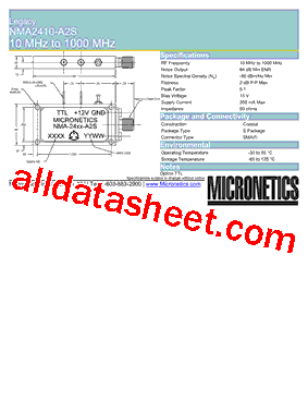NMA2410-A2S Datasheet PDF - Micronetics, Inc.