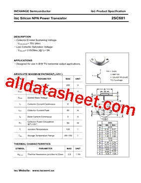 2SC681 Datasheet PDF - Inchange Semiconductor Company Limited