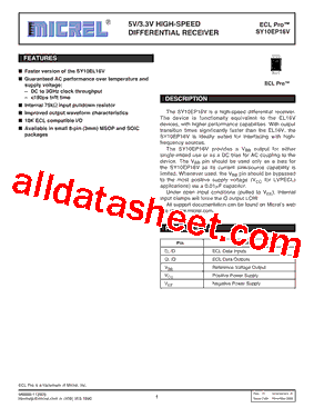 SY10EP16V Datasheet PDF - Micrel Semiconductor