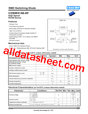 CDSW4148-HF Datasheet PDF - Comchip Technology