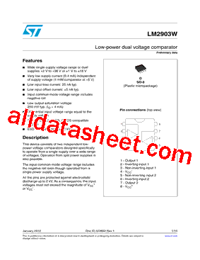 LM2903W Datasheet PDF - STMicroelectronics