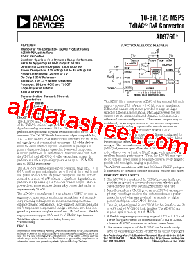 AD9760 Datasheet PDF - Analog Devices
