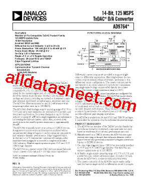 AD9764 Datasheet PDF - Analog Devices