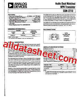 SSM2210 Datasheet PDF - Analog Devices