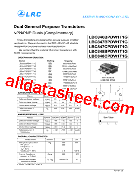 LBC846BPDW1T1G Datasheet PDF - Leshan Radio Company