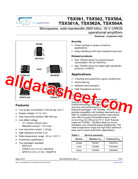 TSX561AILT Datasheet PDF - STMicroelectronics