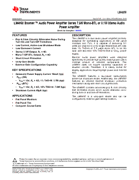 LM4950TSX/NOPB Datasheet PDF - Texas Instruments