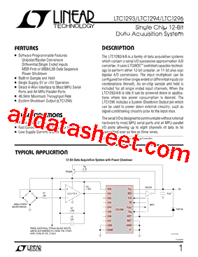 LTC1296CCSW Datasheet PDF - Linear Technology