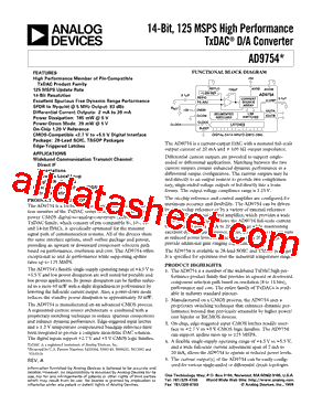 AD9754 Datasheet PDF - Analog Devices