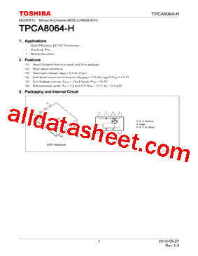 TPCA8064-H Datasheet PDF - Toshiba Semiconductor