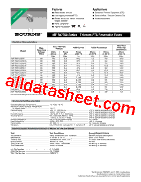 MF-RX012250 Datasheet PDF - Bourns Electronic Solutions