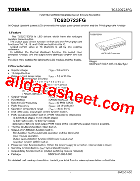 TC62D723FG Datasheet PDF - Toshiba Semiconductor