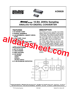 ADS820 Datasheet PDF - Burr-Brown (TI)