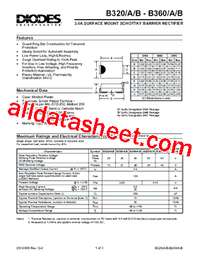 B320 Datasheet PDF - Diodes Incorporated