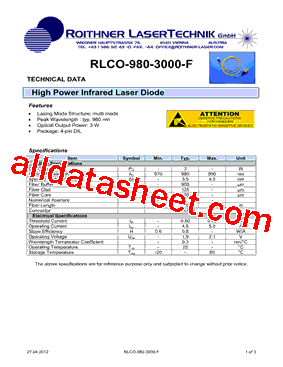 RLCO-980-3000-F Datasheet PDF - Rochester Electronics