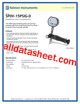 SP0V-15PSIG-D Datasheet PDF - Ralston Instruments.