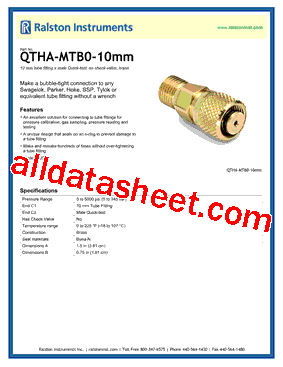 QTHA-MTB0-10MM Datasheet PDF - Ralston Instruments.