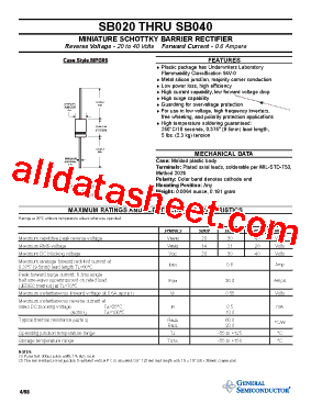 SB020 Datasheet PDF - General Semiconductor