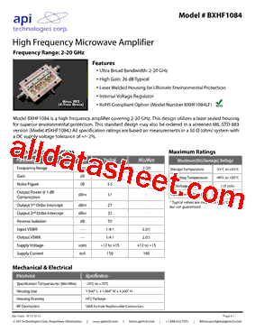 BXHF1084 Datasheet PDF - API Delevan
