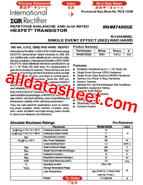 IRHM7450SE Datasheet PDF - International Rectifier