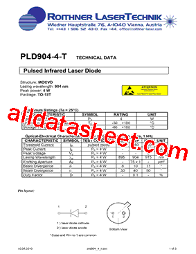 PLD904-4-T Datasheet PDF - Roithner LaserTechnik GmbH