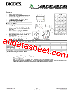 DMMT5551 Datasheet PDF - Diodes Incorporated