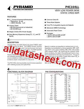 P4C164LL-100CWCLF Datasheet PDF - Pyramid Semiconductor Corporation