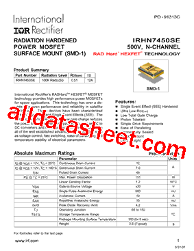 IRHN7450SE Datasheet PDF - International Rectifier