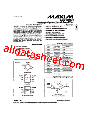 OP07DCSA Datasheet PDF - Maxim Integrated Products