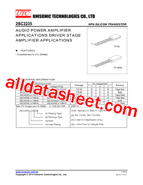 2SC2235L-X-T92-B Datasheet PDF - Unisonic Technologies
