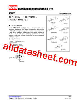 10N60L-TF2-T Datasheet PDF - Unisonic Technologies