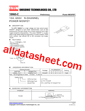 10N65-C Datasheet PDF - Unisonic Technologies