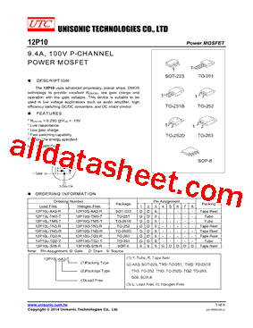 12P10L-TM3-T Datasheet PDF - Unisonic Technologies