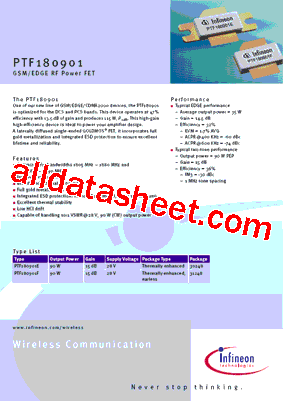 PTF180901E Datasheet PDF - Infineon Technologies AG