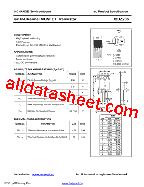 BUZ206 Datasheet PDF - Inchange Semiconductor Company Limited
