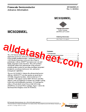 MC9328MXL Datasheet PDF - Freescale Semiconductor, Inc