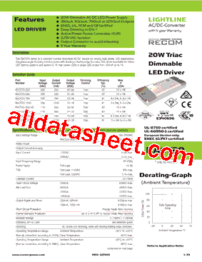 RACT20 Datasheet PDF - Recom International Power