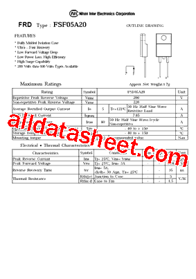 FSF05A20 Datasheet PDF - Nihon Inter Electronics Corporation