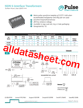 MTC-2072 Datasheet PDF - Pulse A Technitrol Company