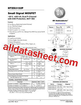 NTZD3152P Datasheet PDF - ON Semiconductor